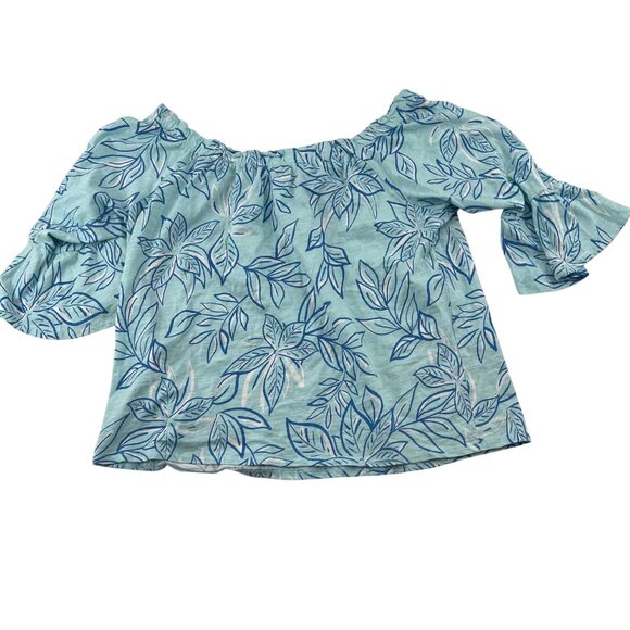 Steph Parker Collection Blue Floral Women's Off-Shoulder Top Size Large - Picture 5 of 5